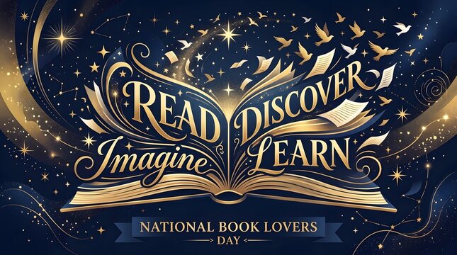 National book lovers day magical open book with fantasy elements, literature