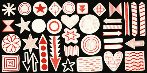 Obraz premium Hand Drawn Doodle Collection Red And White Vector Illustration