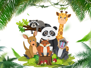 Naklejka premium animals in the jungle