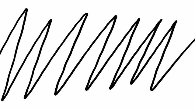 Minimalist Black Hand Drawn Zig Zag Scribble Line Graphic Artistic Animation Background Loop Element Video 4K