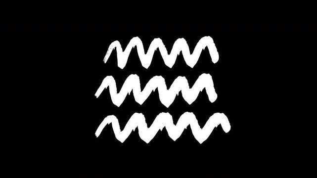 Dynamic White Hand Drawn Scribble Wave Animation on Black Minimalist Artistic Sketch Motion Graphics Video 4K