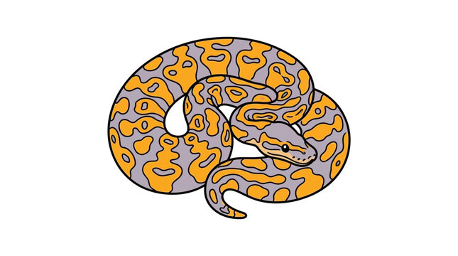 Orange and purple patterned python illustration.
