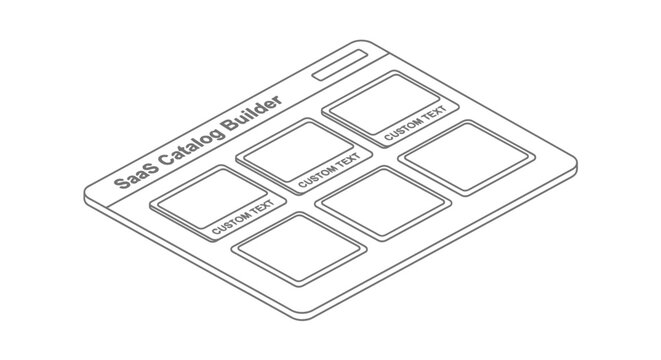 Isometric digital catalog builder interface for software services