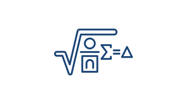 Scientific math formula icon vector illustration with square root sigma and delta symbols for education design