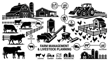 Obraz premium Farm Management and Livestock Planning Infographic