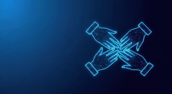 Interlocking Hands Symbolizing Teamwork and Unity in Digital Illustration