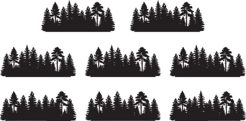 Forest silhouettes on a white background coniferous tree shapes © Gobindo