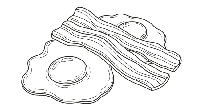 Traditional breakfast set with fried eggs and bacon