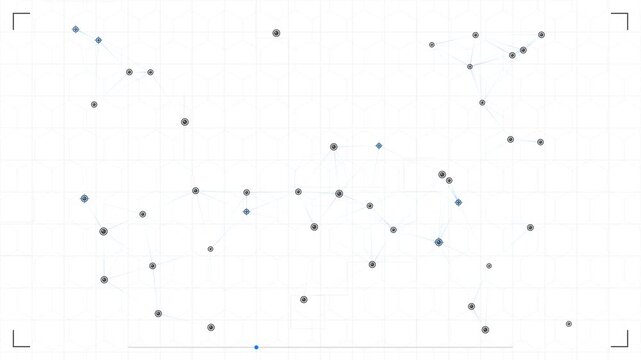 Minimalist animated network of connected nodes and data points