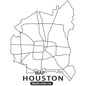 Houston city map outline. Simple vector street layout for urban navigation design.
