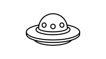 Flying saucer outline with three circular windows black and white silhouette © lamia