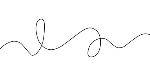 Obraz premium Single continuous wavy line. Single line curve, Chaotic Abstract line. Tangled texture of a continuous line drawing. 