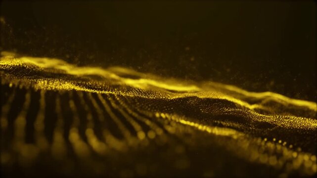 Abstract Gold Particle Wave Motion Background
