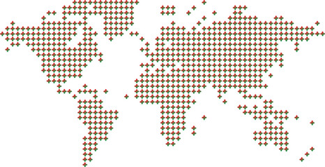 Fototapeta premium World Map Made of Red and Green Cross Icons