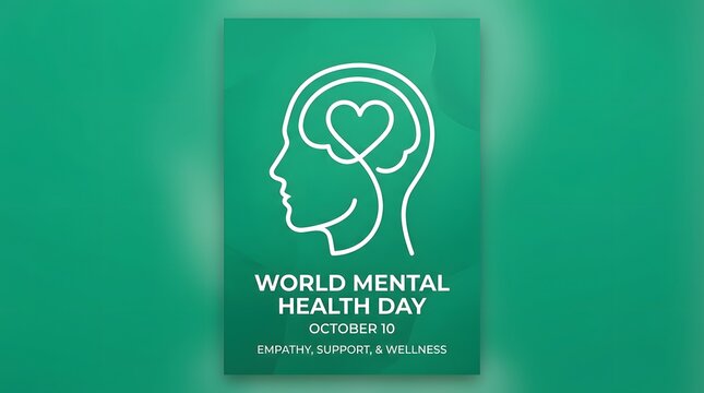 World mental health day poster with heart