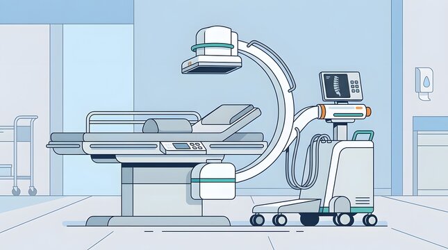 Medical x-ray machine in hospital room