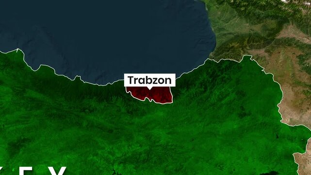 Turkey Map Animation Showing Trabzon Province Boundary and Label