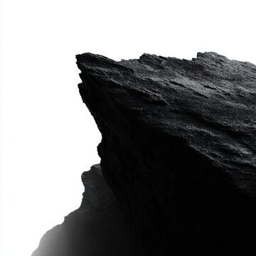 black rock cliff isolated on white background geological element