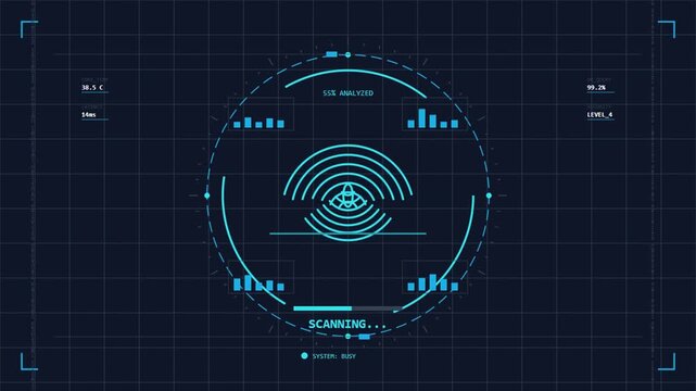 Futuristic digital head up display scanning interface animation