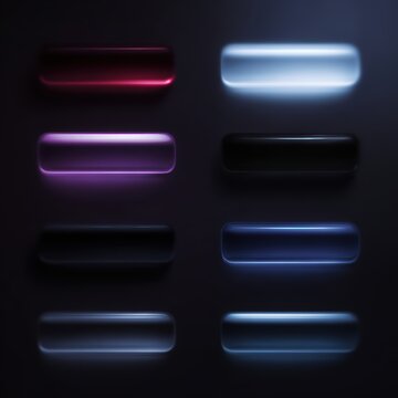 liquid glass neon glowing buttons set modern web ui components collection