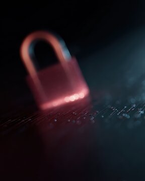 glowing padlock protecting financial data on digital device cybersecurity governance concept