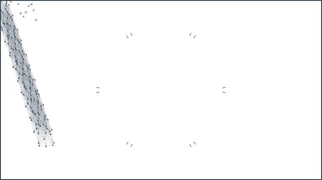 Abstract network plexus line moving across a clean white background