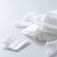 Fototapeta premium disposable wipes scattered on sterile white surface hygiene concept