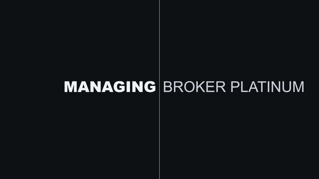 Managing broker platinum title card for real estate and financial business presentations animation 4k