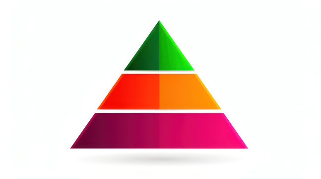 Multicolored pyramid with white background.