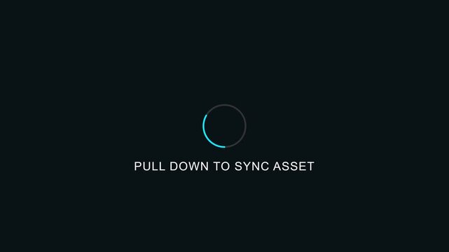 Pull down to sync asset interface animation with loading spinner for mobile app ui 4k