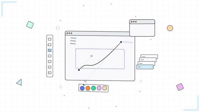 Software interface showing bezier curve manipulation in motion