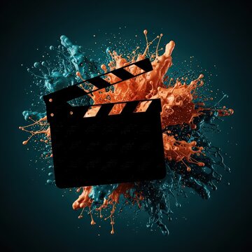 Burning cardboard box exploding with fiery sparks in dark underwater setting