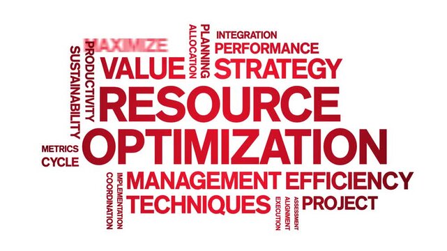 Resource Optimization animated word cloud-text design animation tag kinetic typography seamless loop.