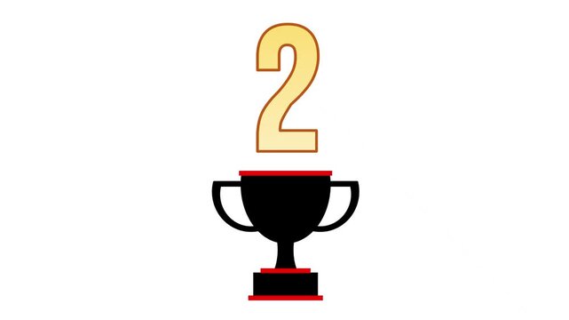Counter 1 to 20 with raised cup animation. Animation of the trophy appearing and running number