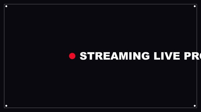 Streaming live broadcast overlay with red recording indicator for digital media creation and online communication animation 4k