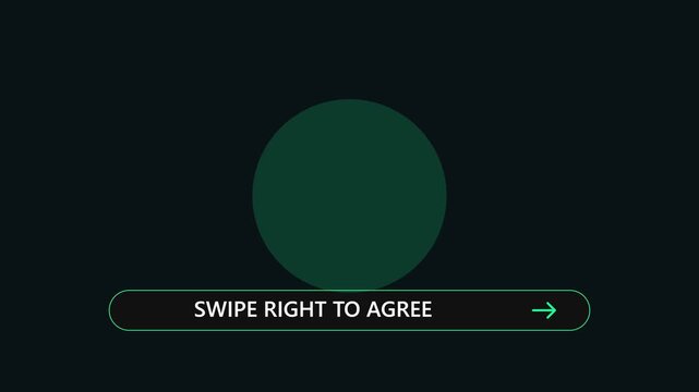 Swipe right to agree interactive button animation for mobile app user interface 4k