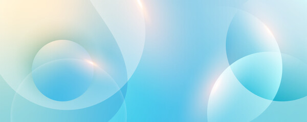Obraz premium Soft blue and green gradient background with circular shapes, smooth curves and glowing light effects.