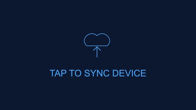 Tap to sync device interface animation with cloud upload for mobile app ui 4k