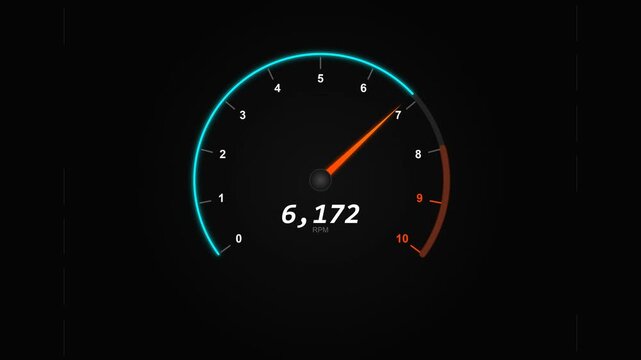 Digital Speedometer Gauge Dashboard Interface Displaying Engine RPM Data
