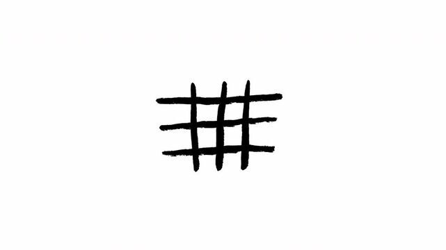 Minimalist hand-drawn black ink scribble grid animation on white background artistic charcoal sketch Video 4K