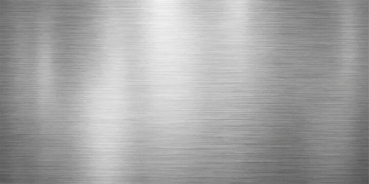 Industrial brushed silver steel metallic texture background with smooth reflective horizontal streak polished surface for construction design material