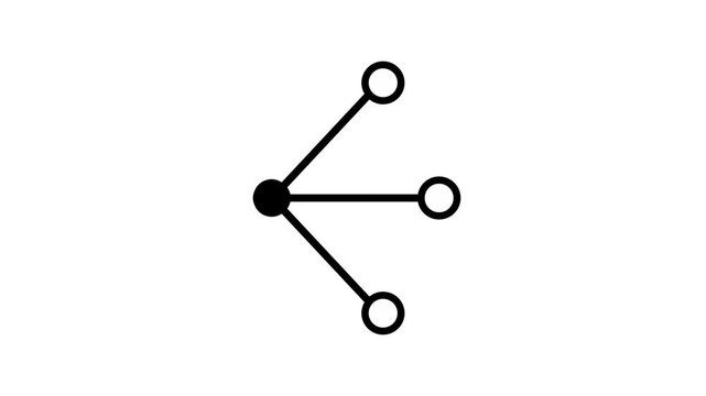 Central node connected to smaller nodes animation isolated on white background