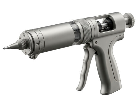 Industrial sealant dispensing gun tool isolated over transparent background