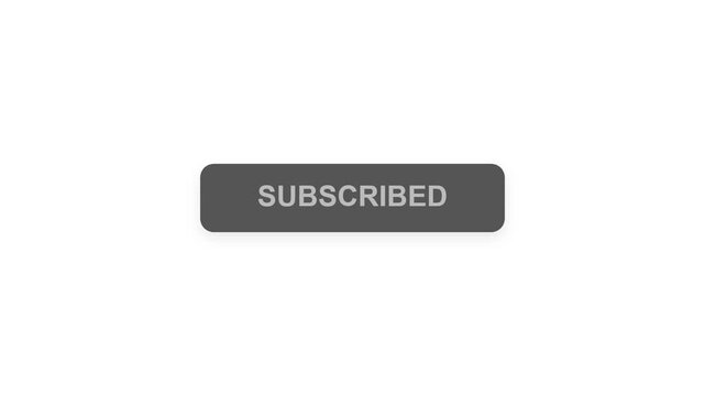 Red subscribe button with subscribed text on white background, representing YouTube channel, social media, and content creator call to action motion graphic.