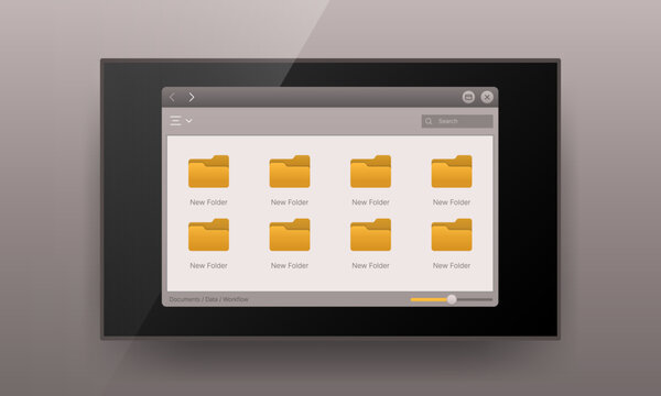 Tablet file manager window user interface design template