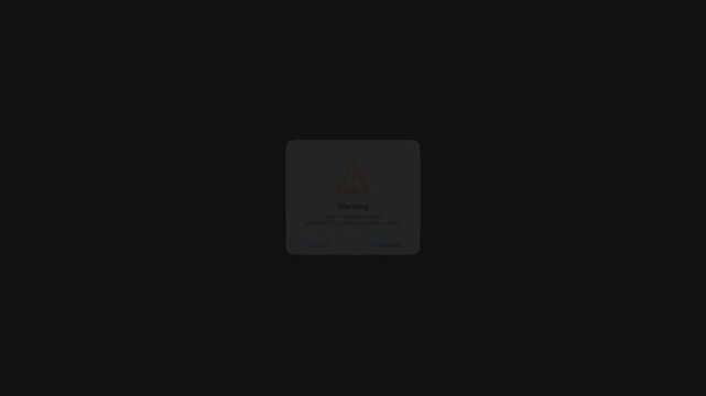 System Warning Popup Message Box with Exclamation Mark Icon on Dark Background UI Design