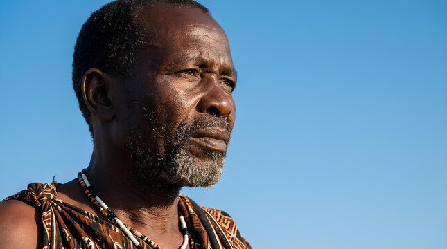 Portrait of senior African man looking into distance