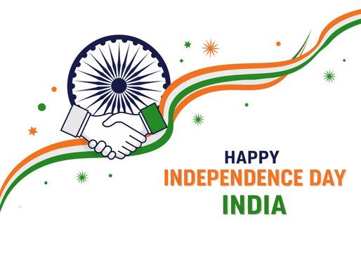 Happy Independence Day India: Handshake, Flag Colors, Ashoka Chakra Symbol