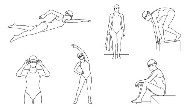 Set of human figures in various poses represented as technical CAD dot outlines, architecture drafting, engineering scale, human proportions