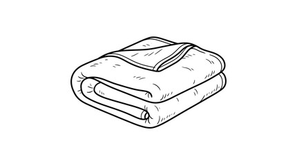 Folded blanket line art drawing. © Tinidiyana